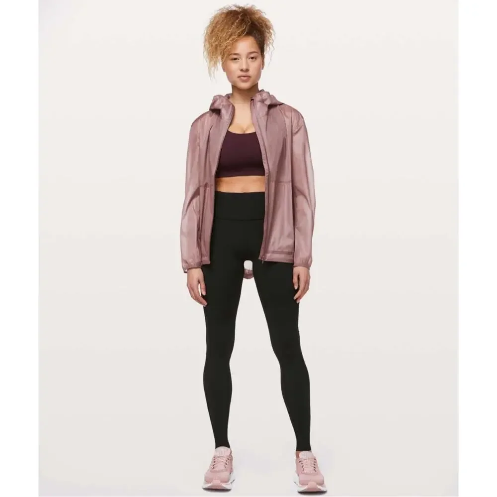 Lululemon Sheerjoy Pink Full Zip Waterproof Hooded Jacket Women's 8 Lightweight - Picture 9 of 16